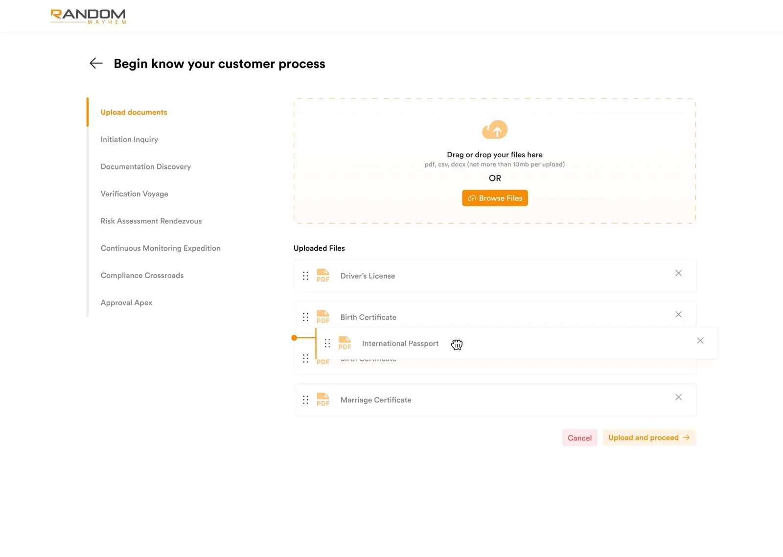 KYC document upload and verification flow
