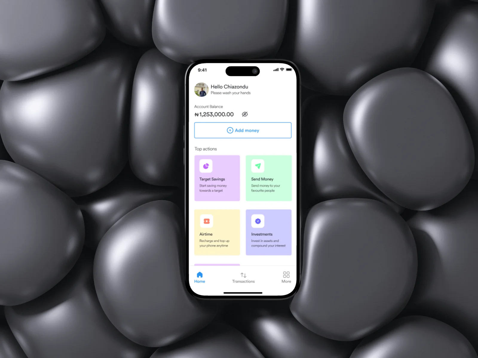Mobile wallet home screen product shot