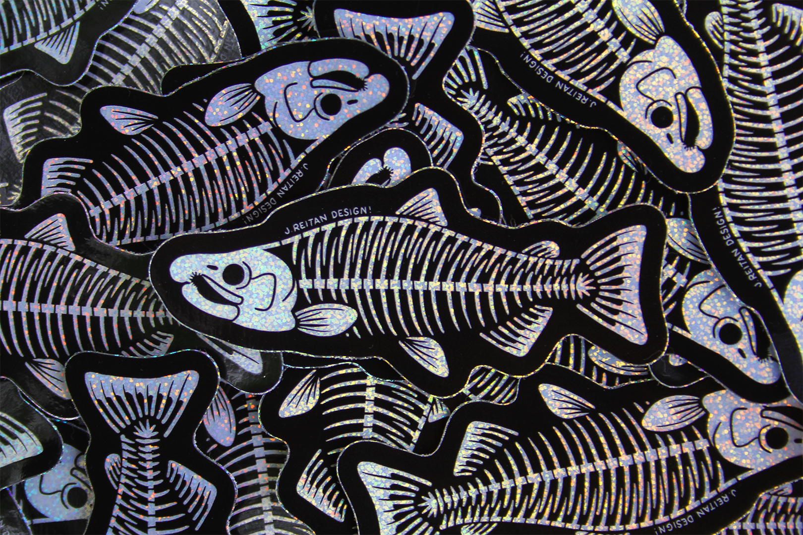 J. Reitan Designs Skele-Salmon Glitter Sticker