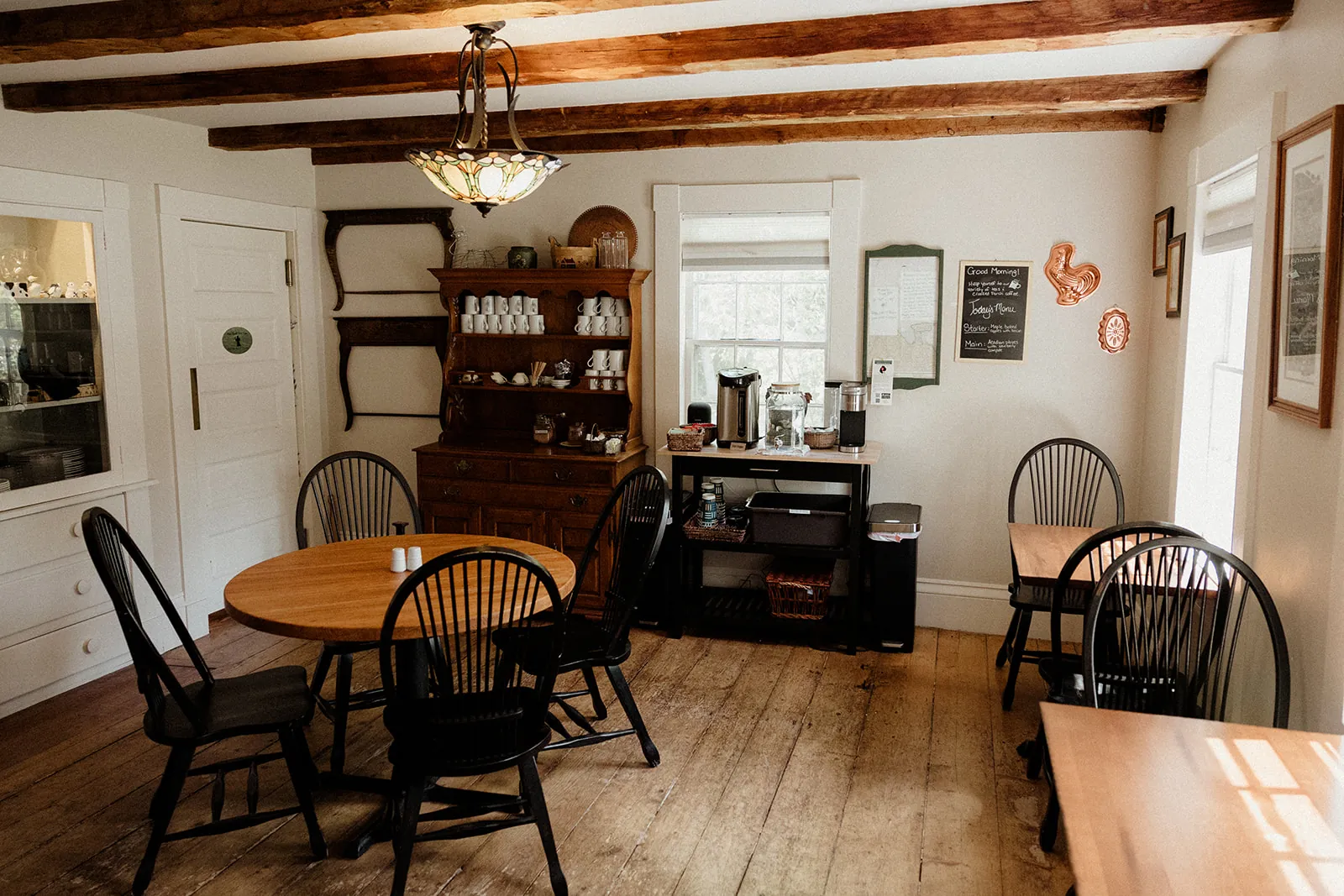 Historic dining room at Coach Stop Inn in Bar Harbor, Maine