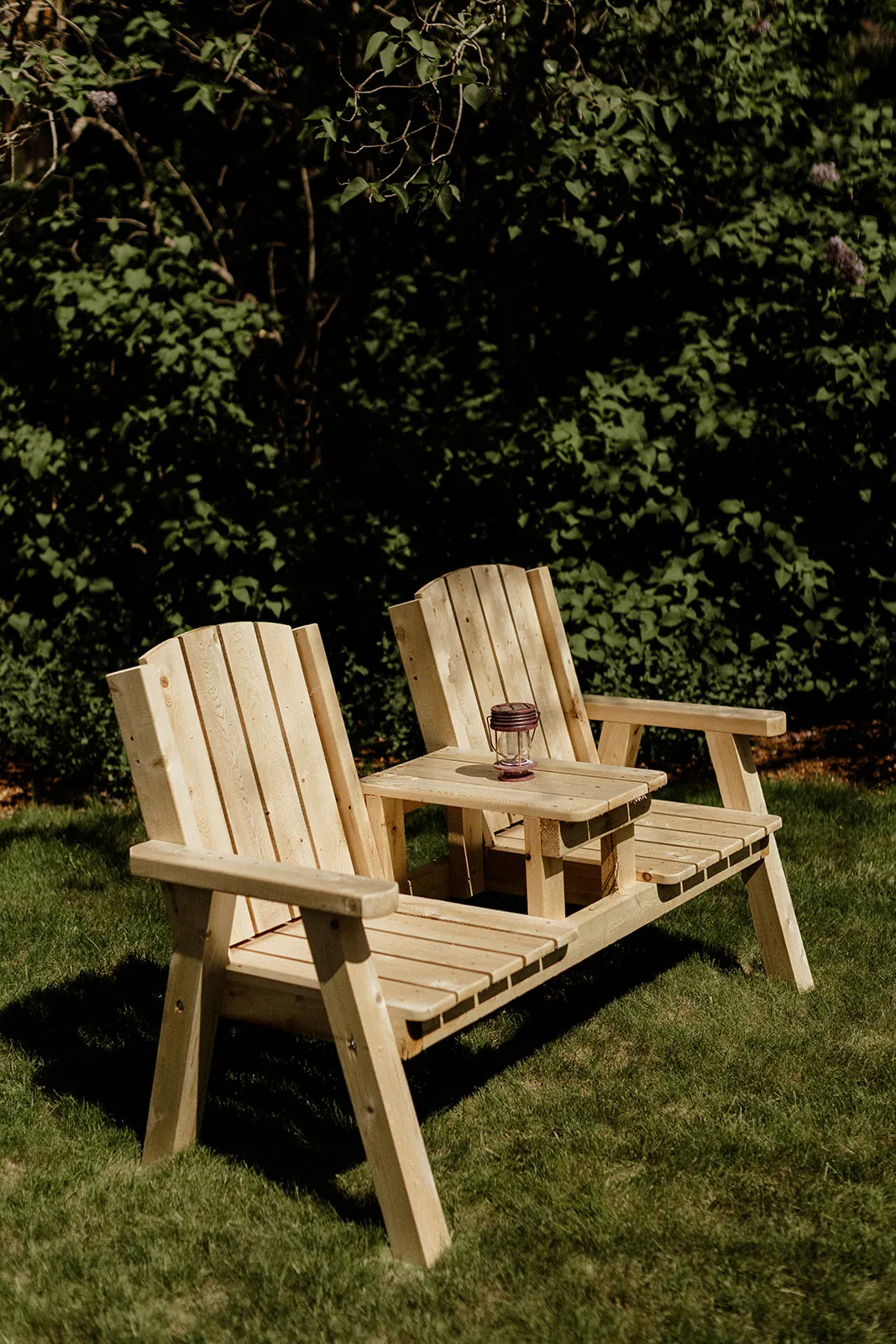 Adirondack chairs on the lawn at Coach Stop Inn in Bar Harbor, Maine