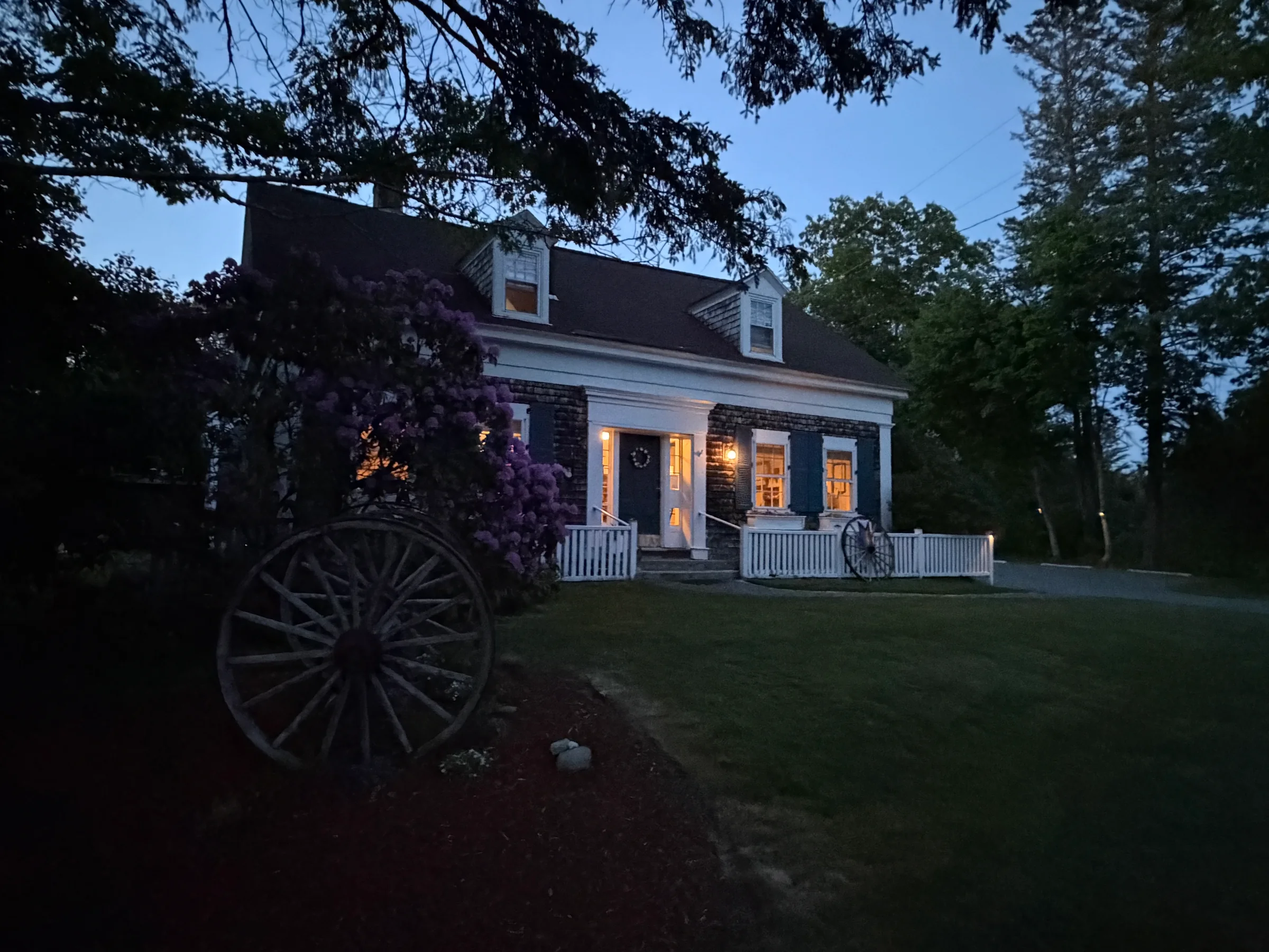 Coach Stop Inn at dusk in Bar Harbor, Maine