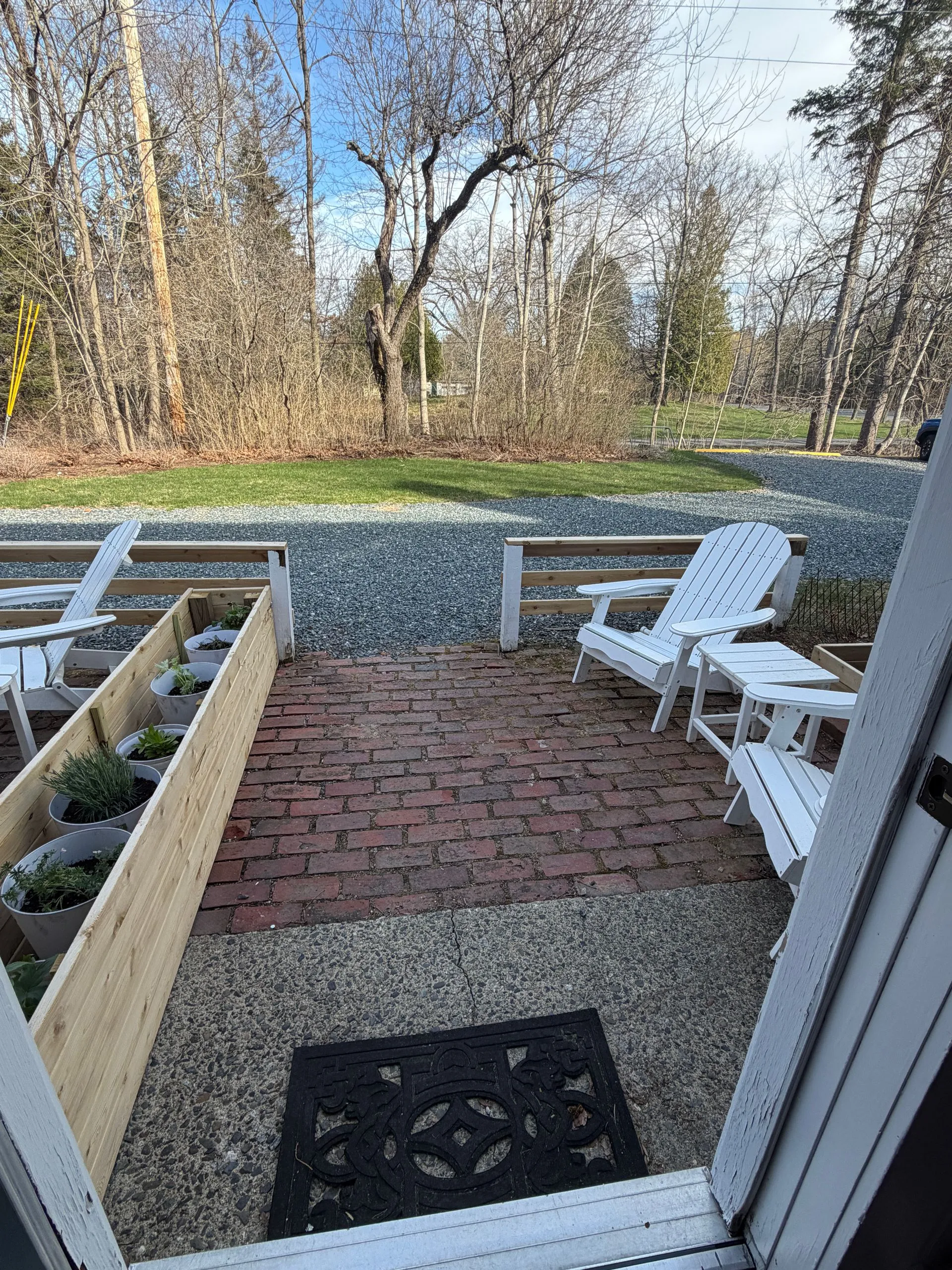 Brick patio of the Blue Hill Bay room at Coach Stop Inn