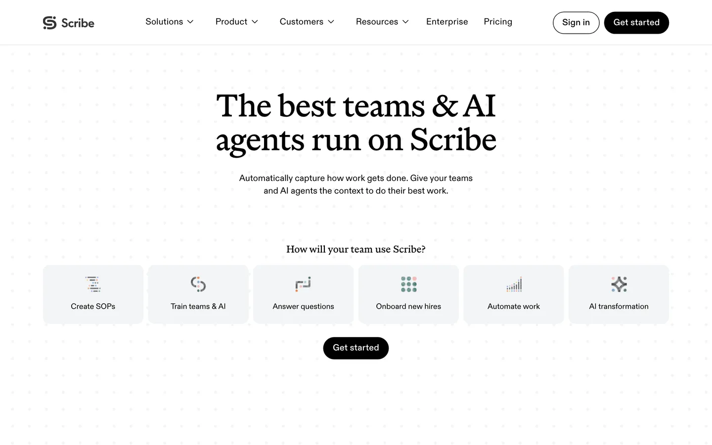 Scribe homepage built in Webflow by Fri3nds