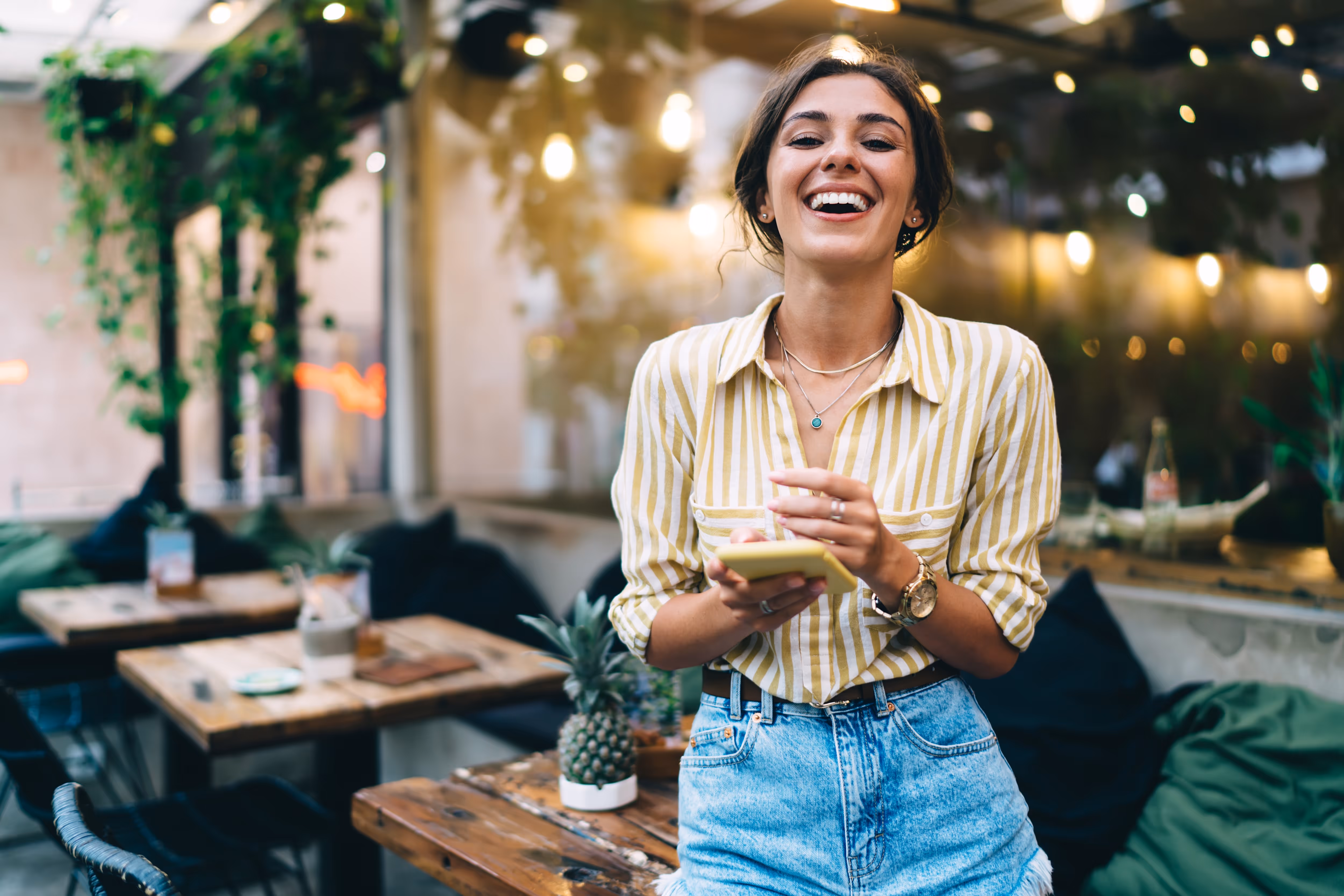 Girl laughing stock image