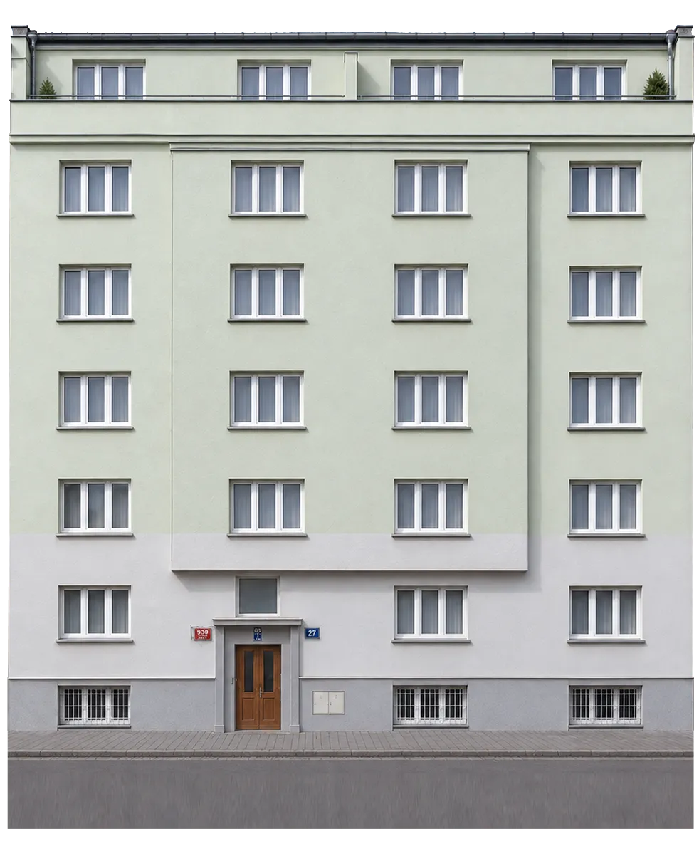 Nárys uliční fasády domu Přípotoční 27