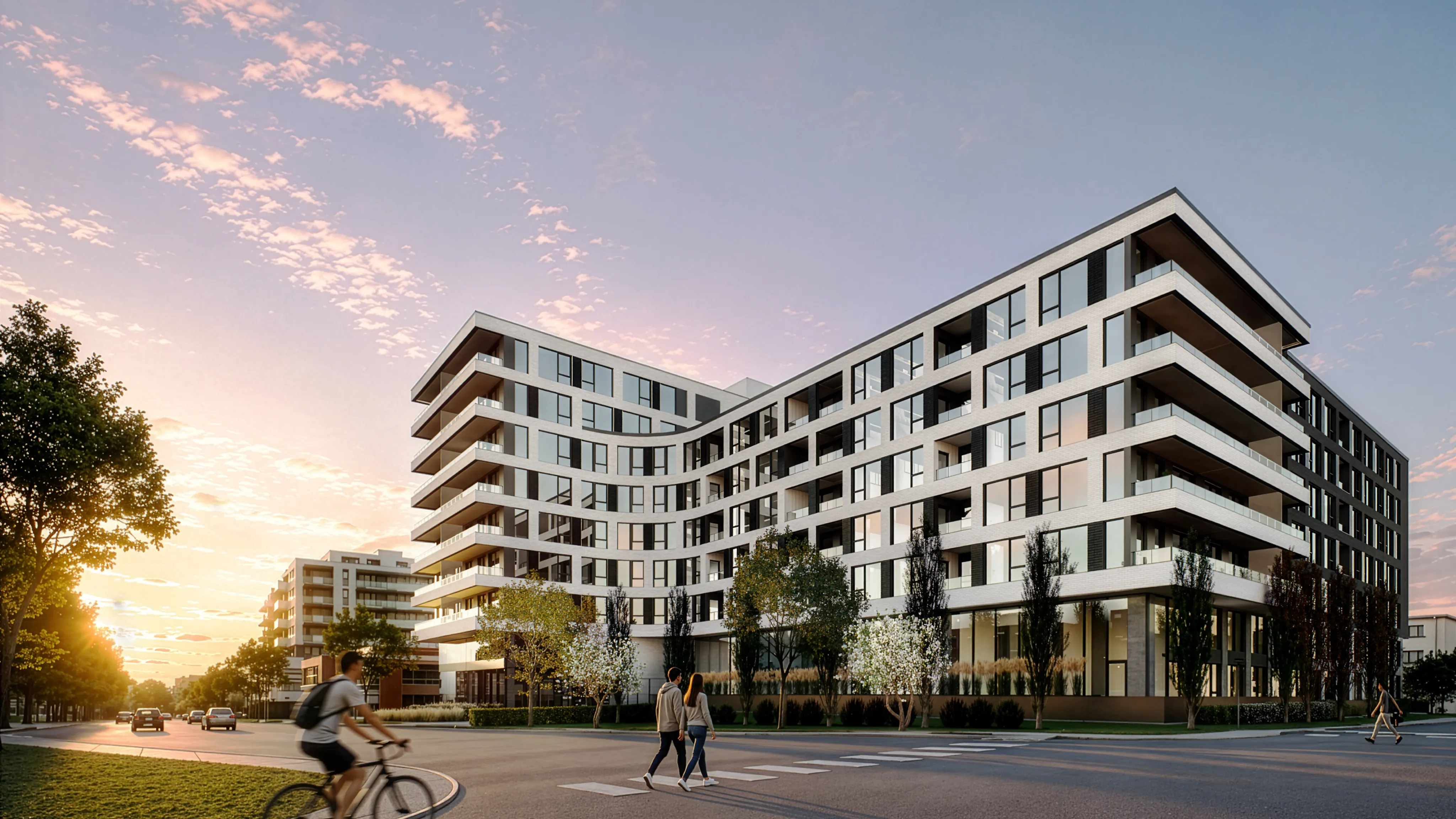 Exterior architectural rendering of Willow condominiums
