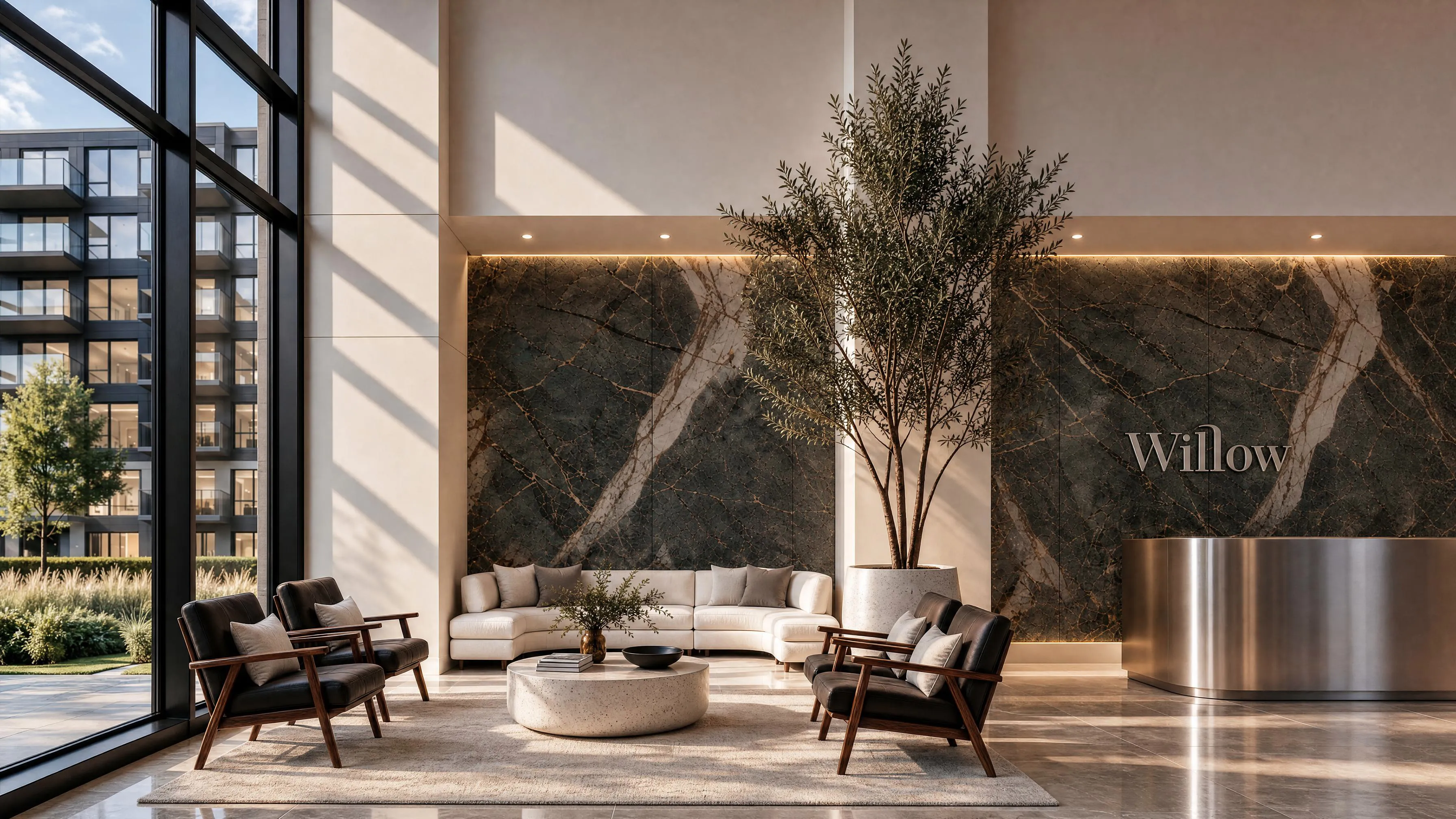 Lobby Willow avec espace détente et réception