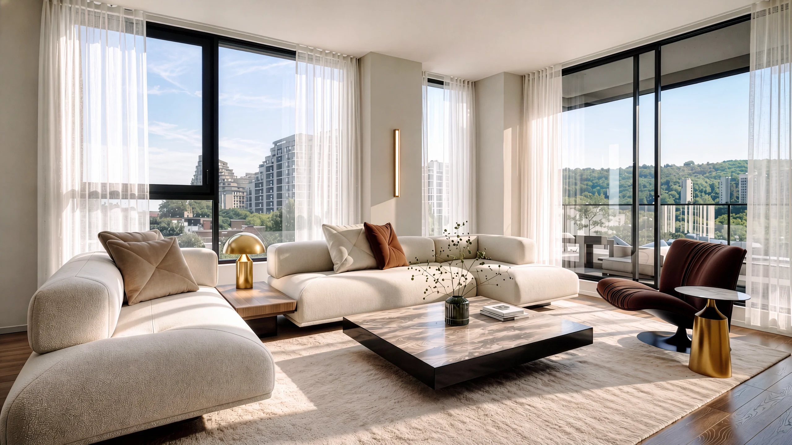 Aire de vie lumineuse d’un condominium Willow