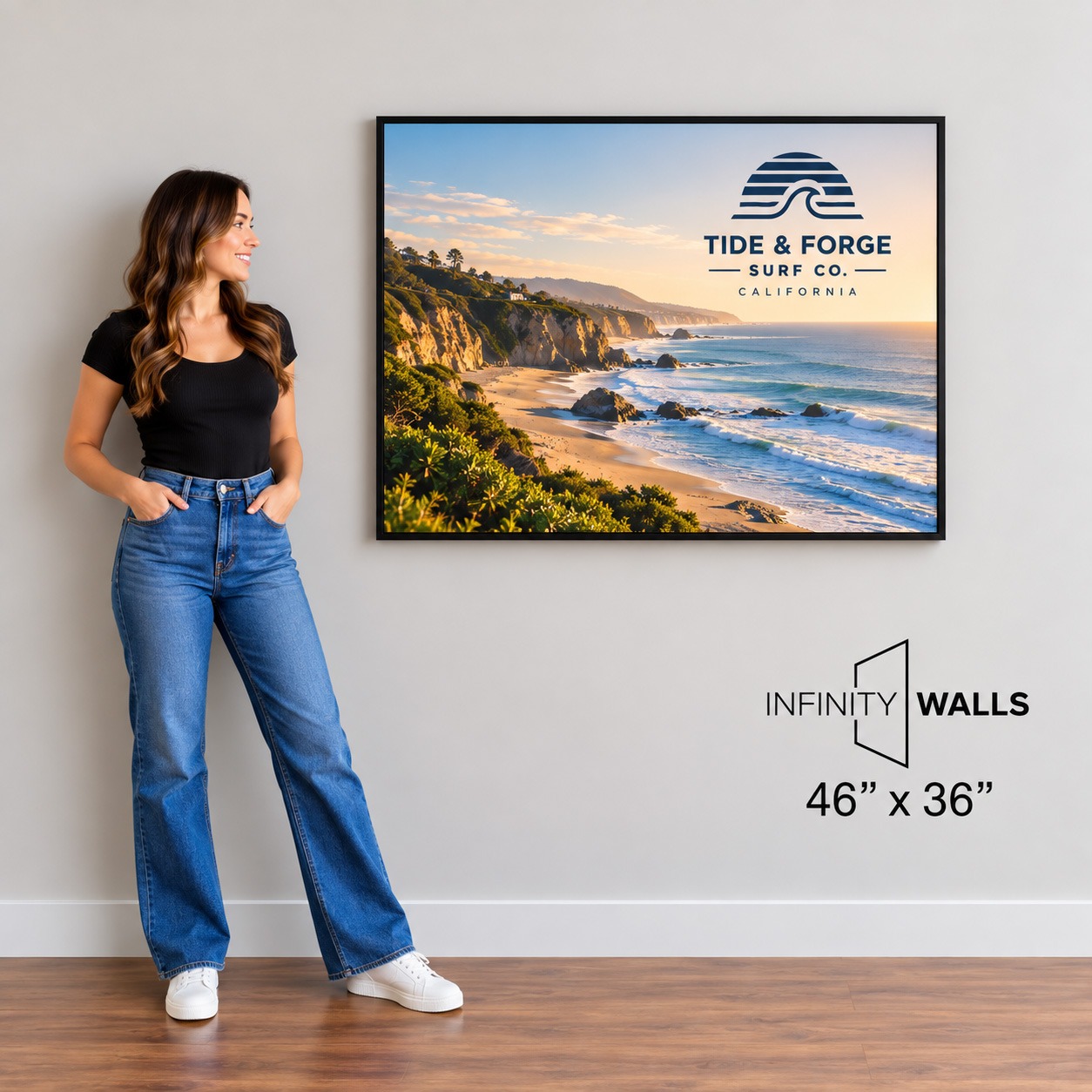 Framed SEG print, 46" x 36", shown mounted on an office wall for scale