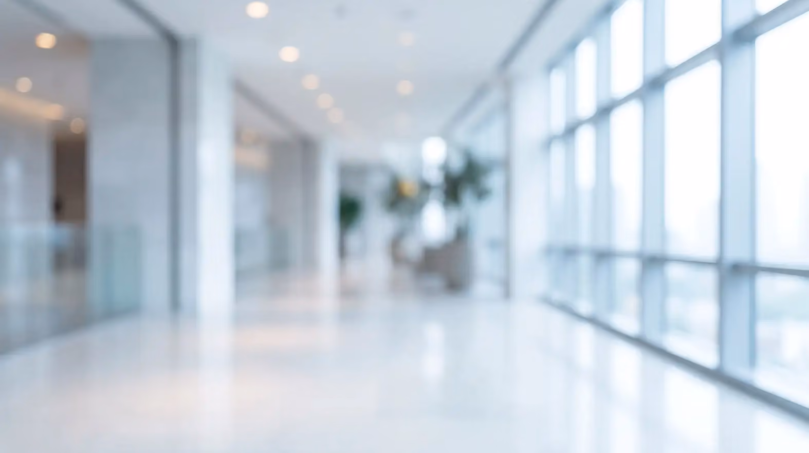 Bright open corridor in Avyron Pharma's Montreal office