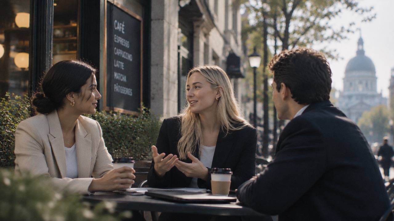 Two Avyron Pharma colleagues in conversation in the Montreal office