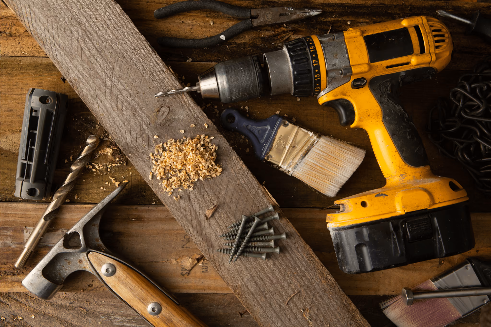 Handyman tools used for general home repairs and maintenance
