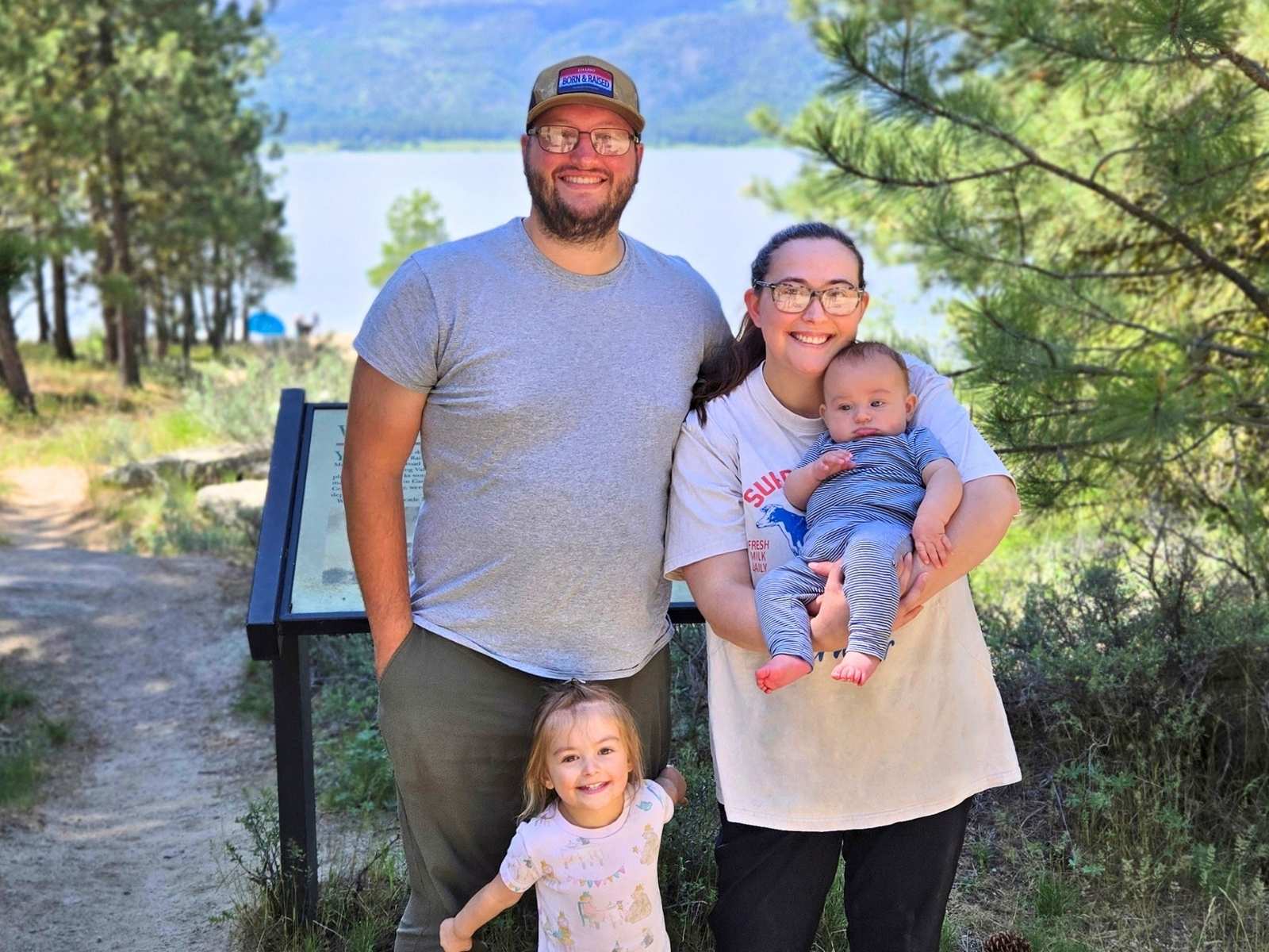 Caleb, owner of TechSmart Handyman, with his family in Cascade, Idaho