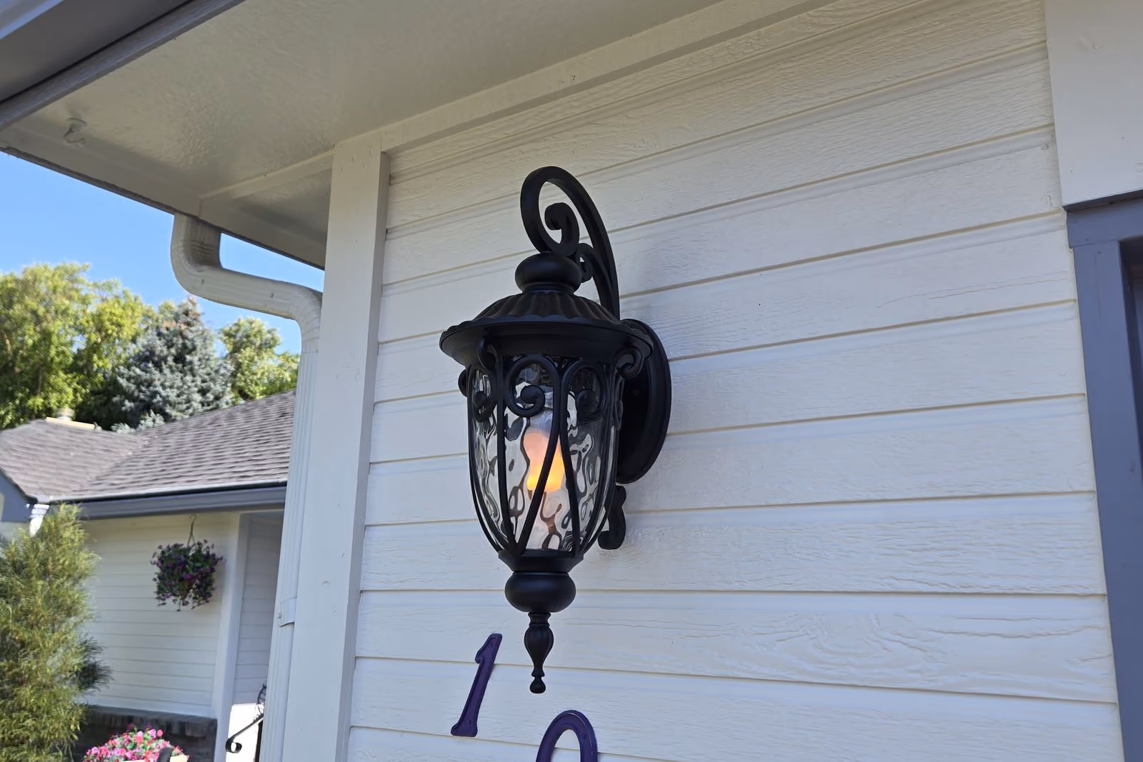 New black lantern-style porch light