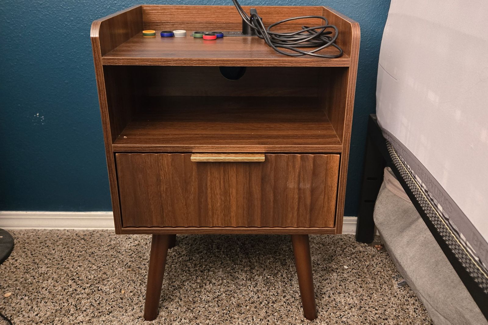 Finished wood nightstand repaired and restored by TechSmart Handyman