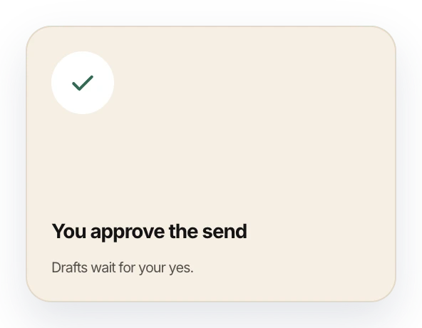 You approve the send