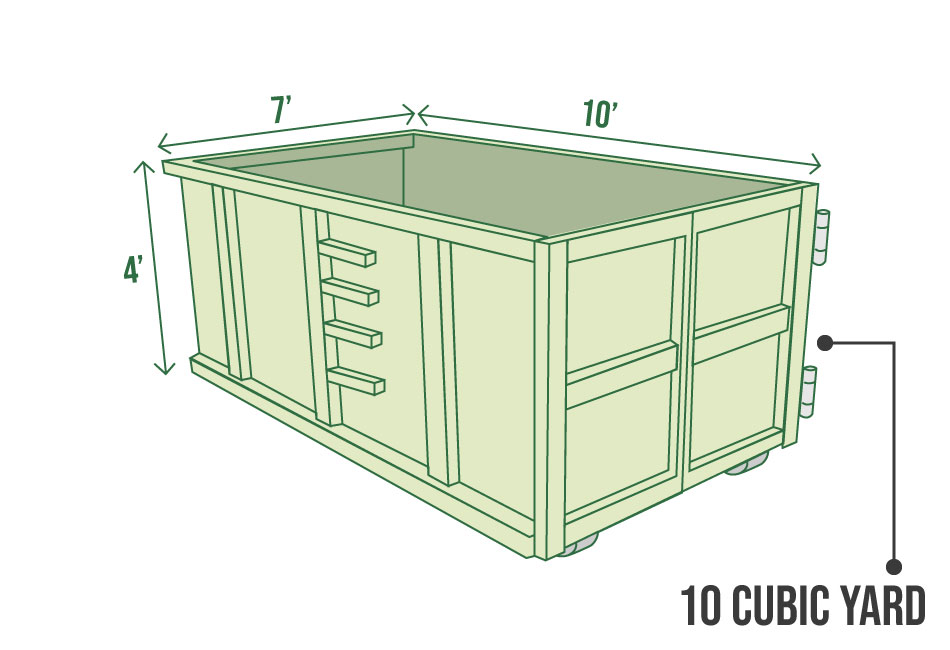 10 cubic yard dumpster technical diagram