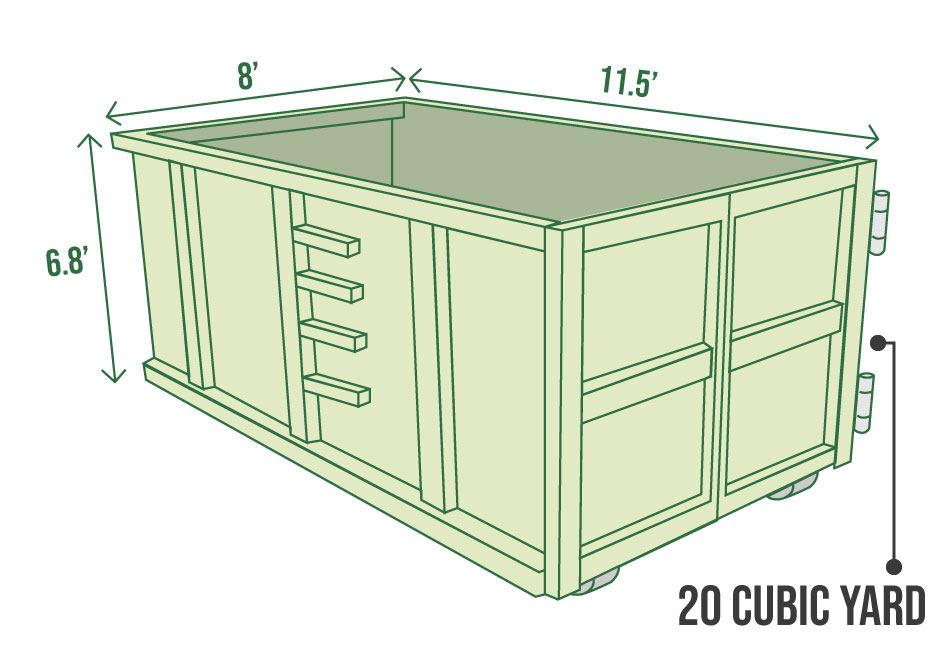 20 cubic yard dumpster technical diagram