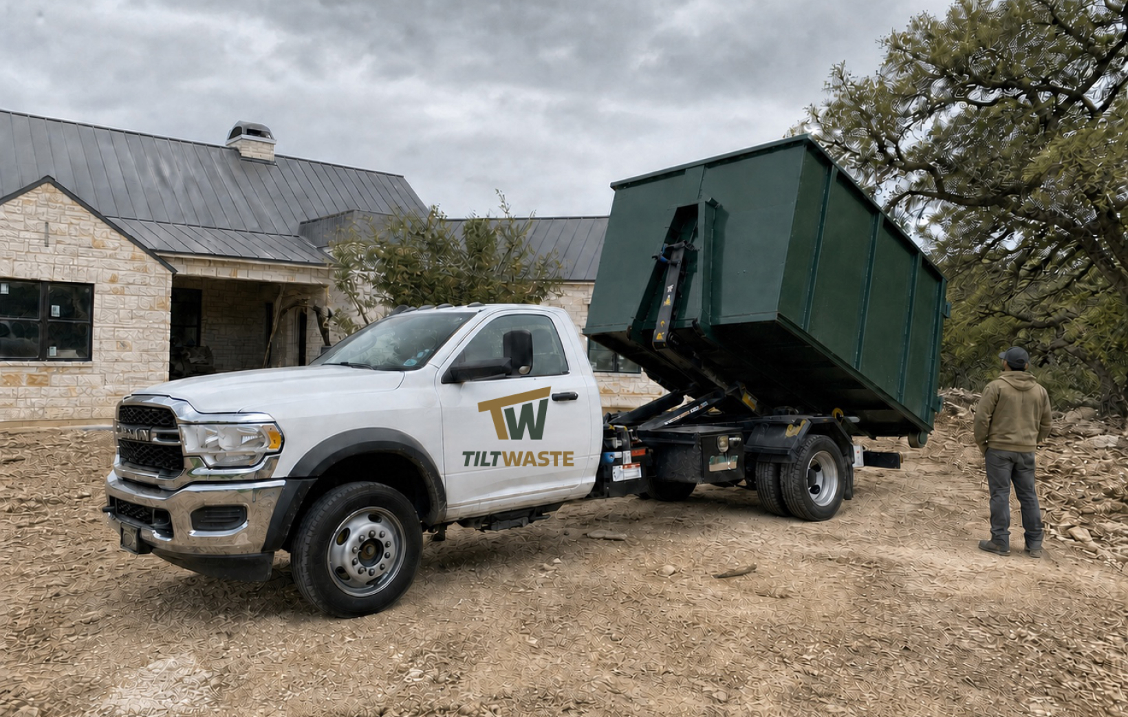 Tilt Waste truck on a Central Texas jobsite