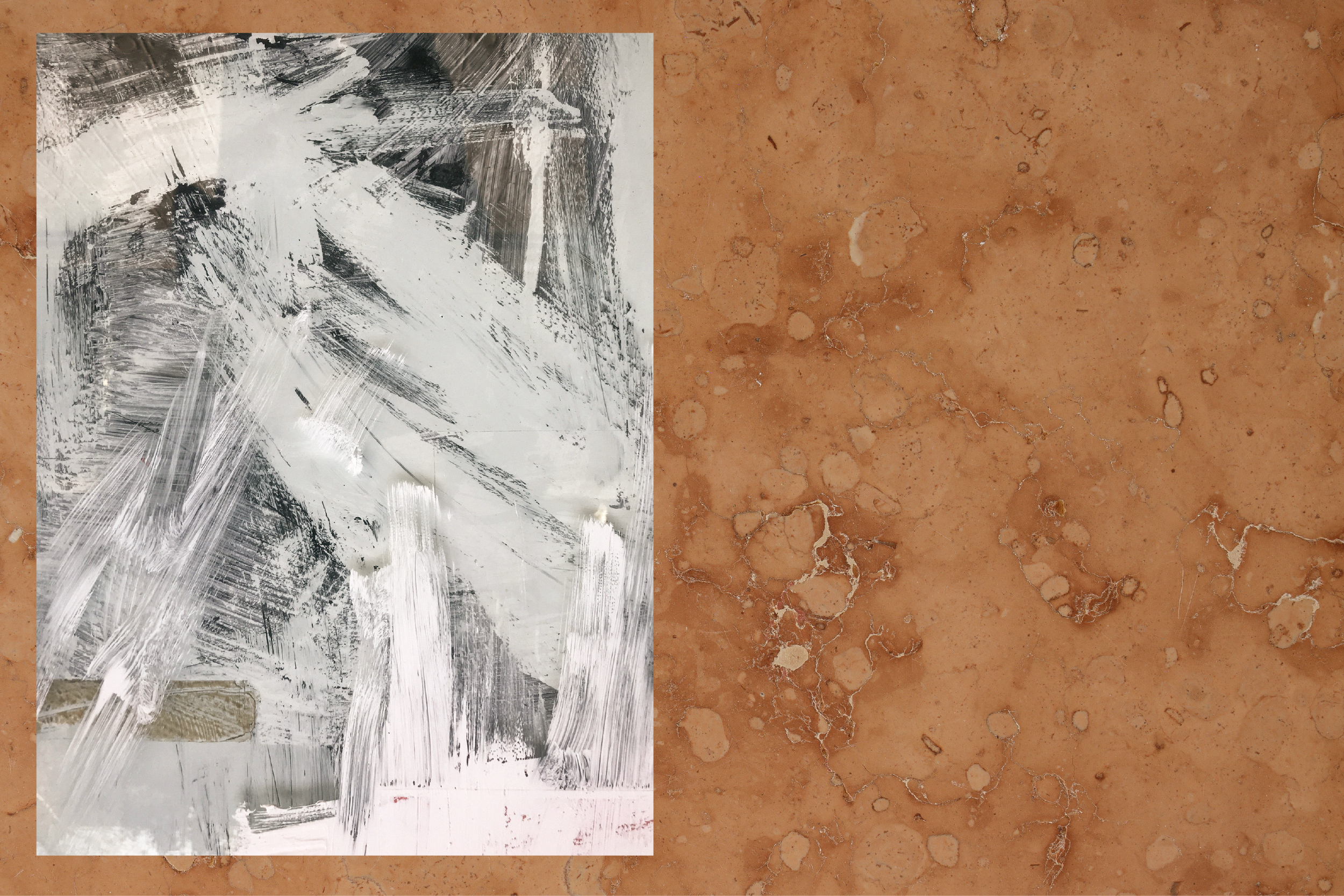 A black and white work on paper being appraised