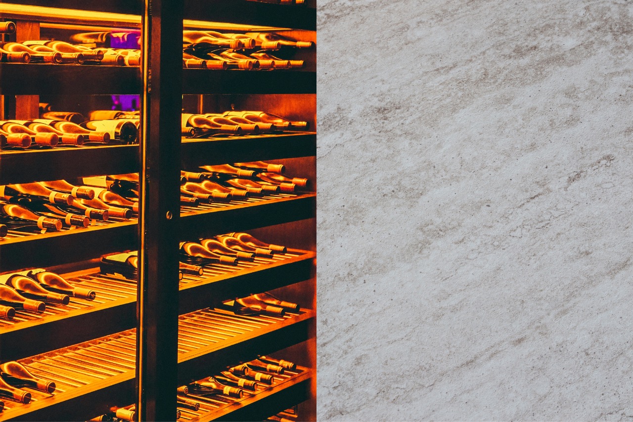 Bottles held in a temperature-controlled cellar