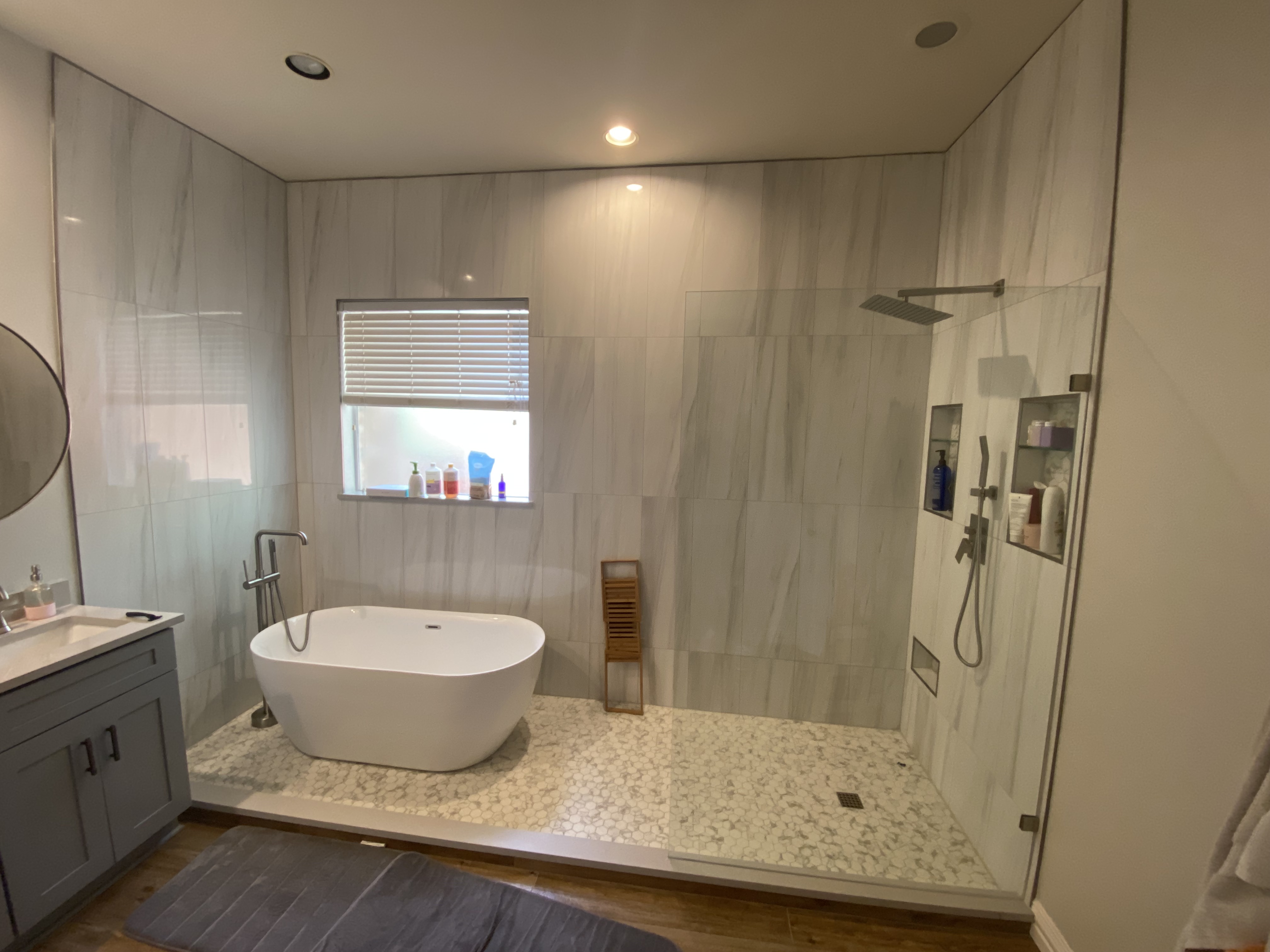 Completed shower remodeling project in Southlake, Texas by Redcrest Construction