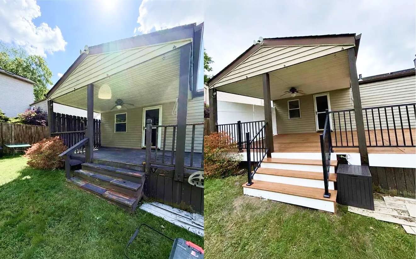 Deck restoration before and after