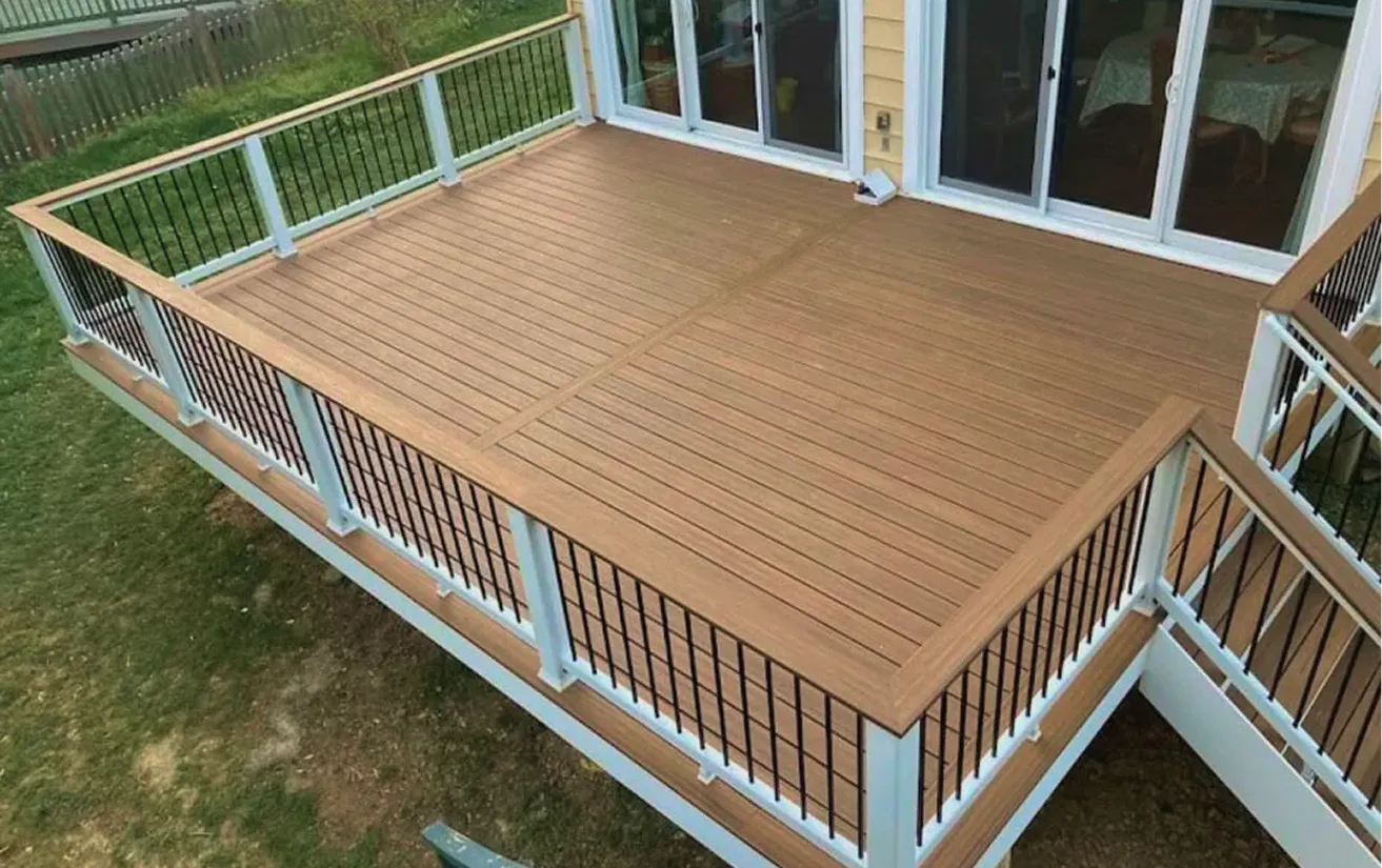 New deck construction with composite decking