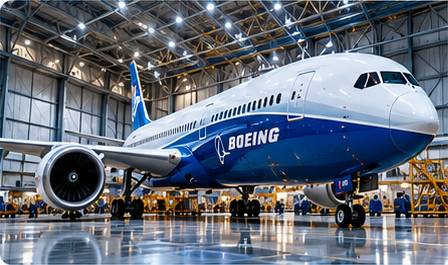 Boeing aircraft inside a hangar