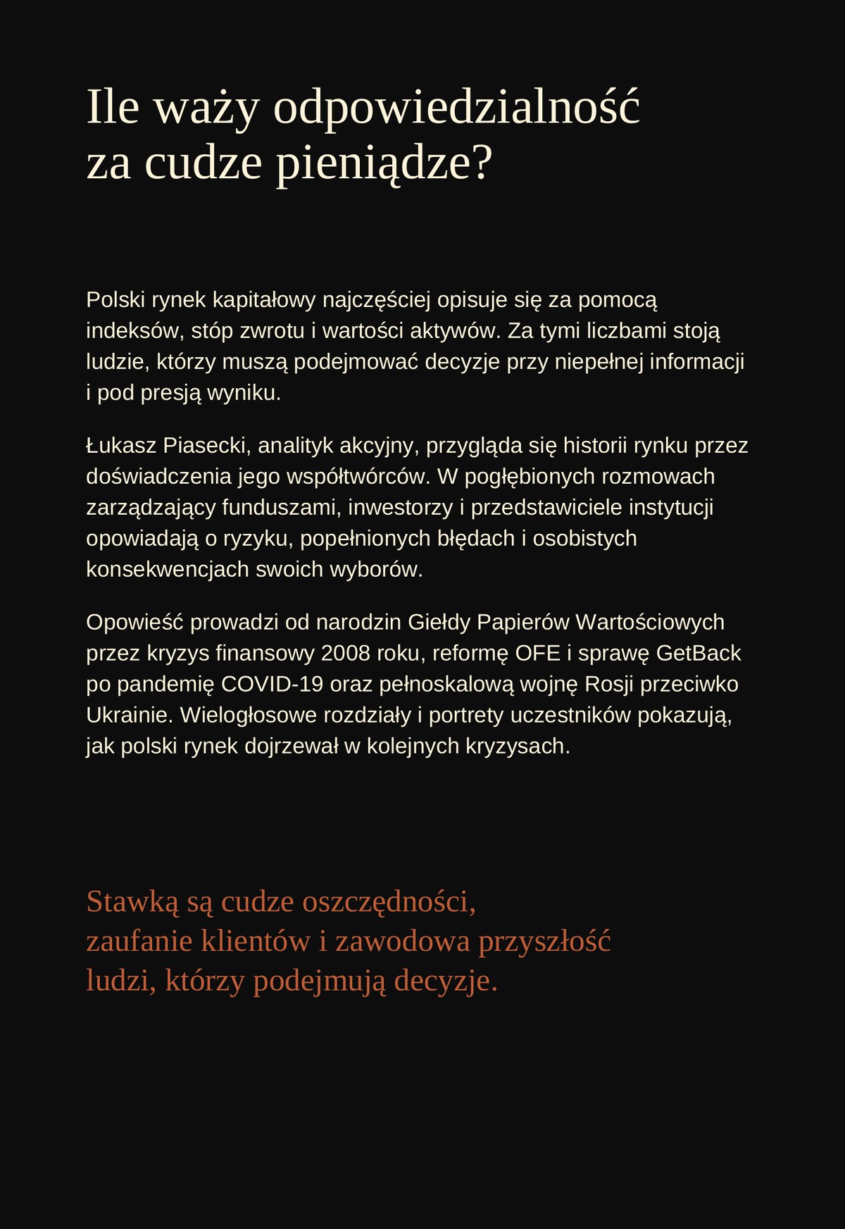 Tył okładki książki „Ciężar kapitału”
