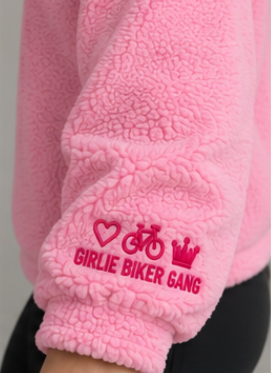Blurred preview of an upcoming Girlie Biker Gang pink fleece