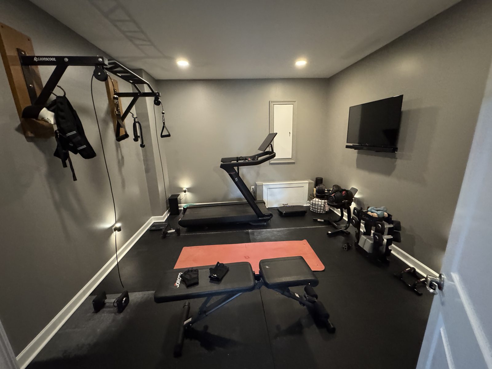 The same room finished as a home gym