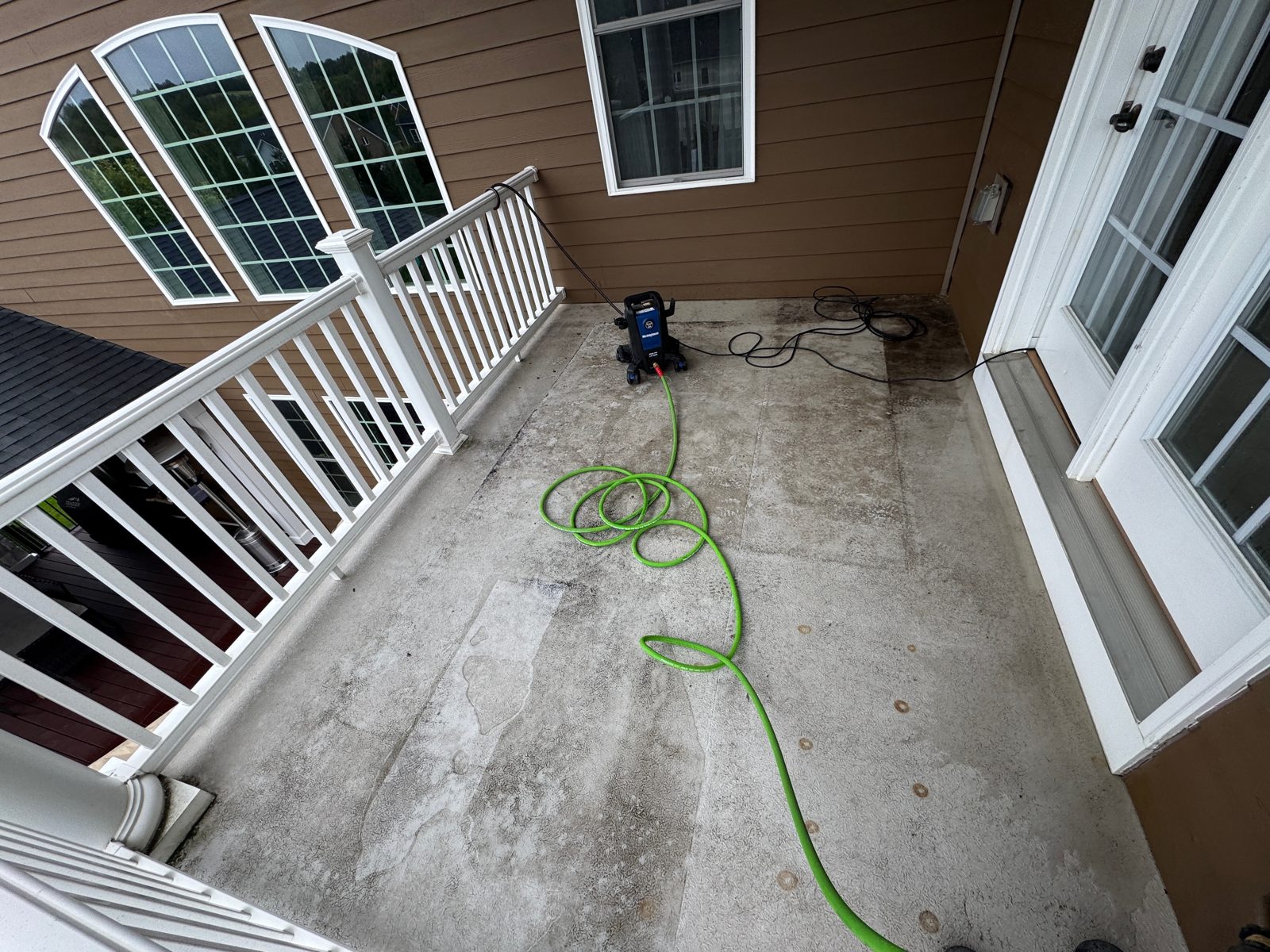 Upper deck being pressure washed