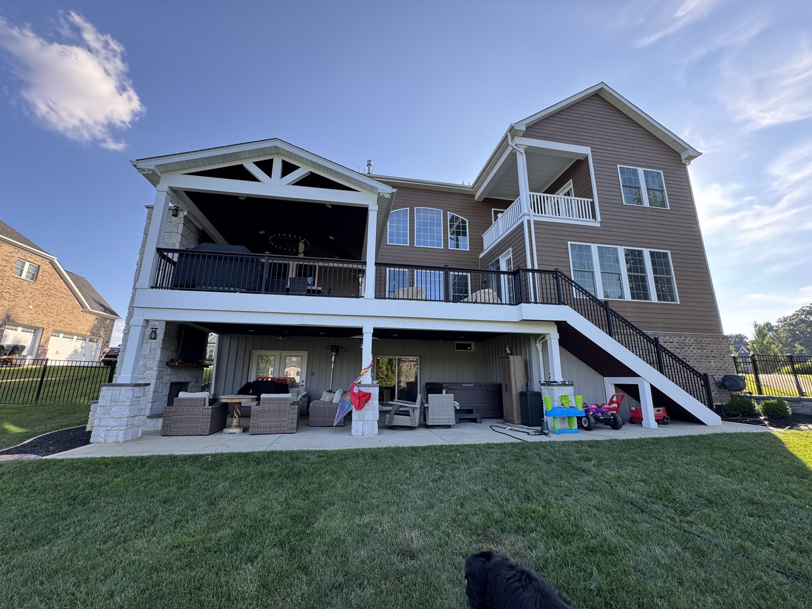 Backyard deck and patio before washing