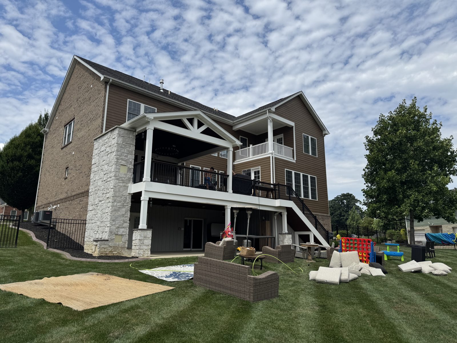 Backyard deck and patio after pressure washing