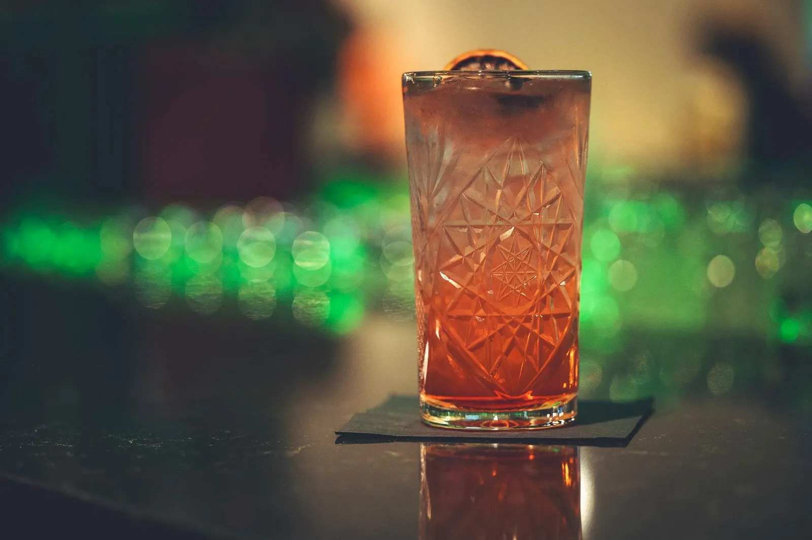 Craft cocktail served on the bar at The PAR Club