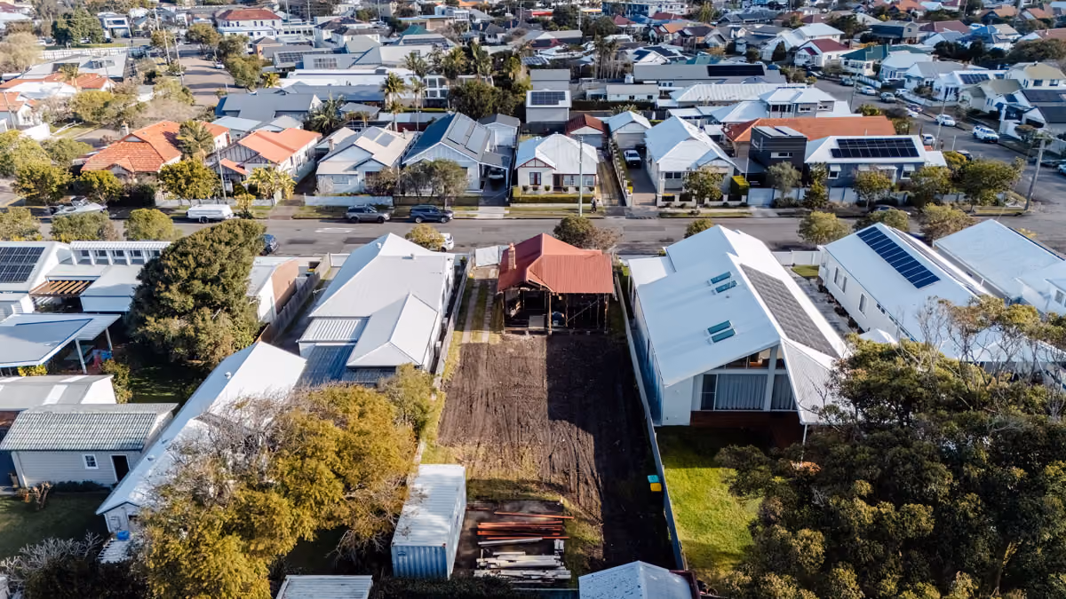 Aerial view of houses