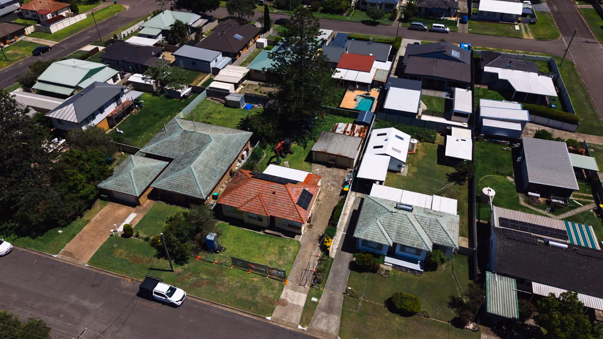 Aerial view of houses