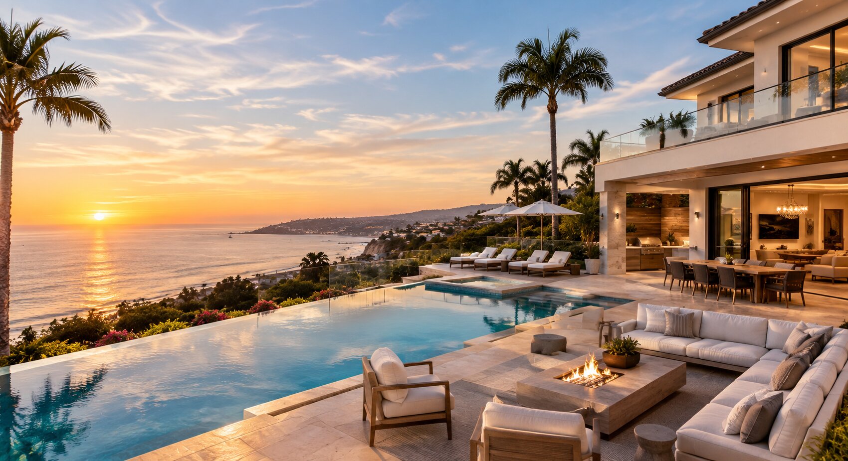 Luxury residence at dusk