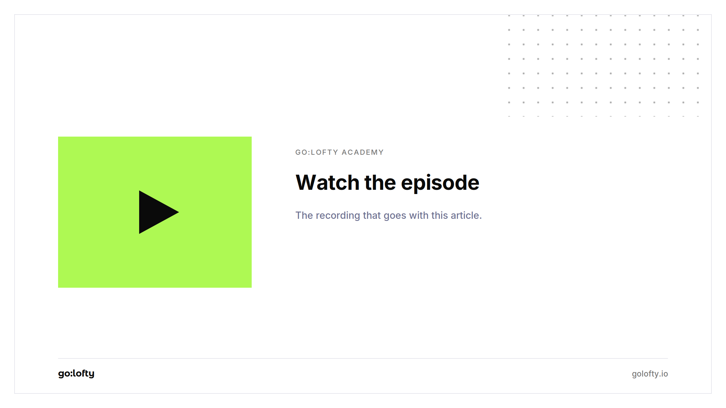 Watch the episode that goes with this article