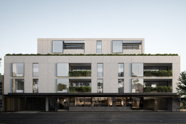 Exterior facade of The International apartment building