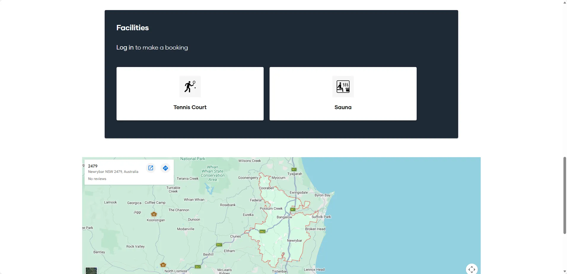 The building facilities section of the My Property landing page