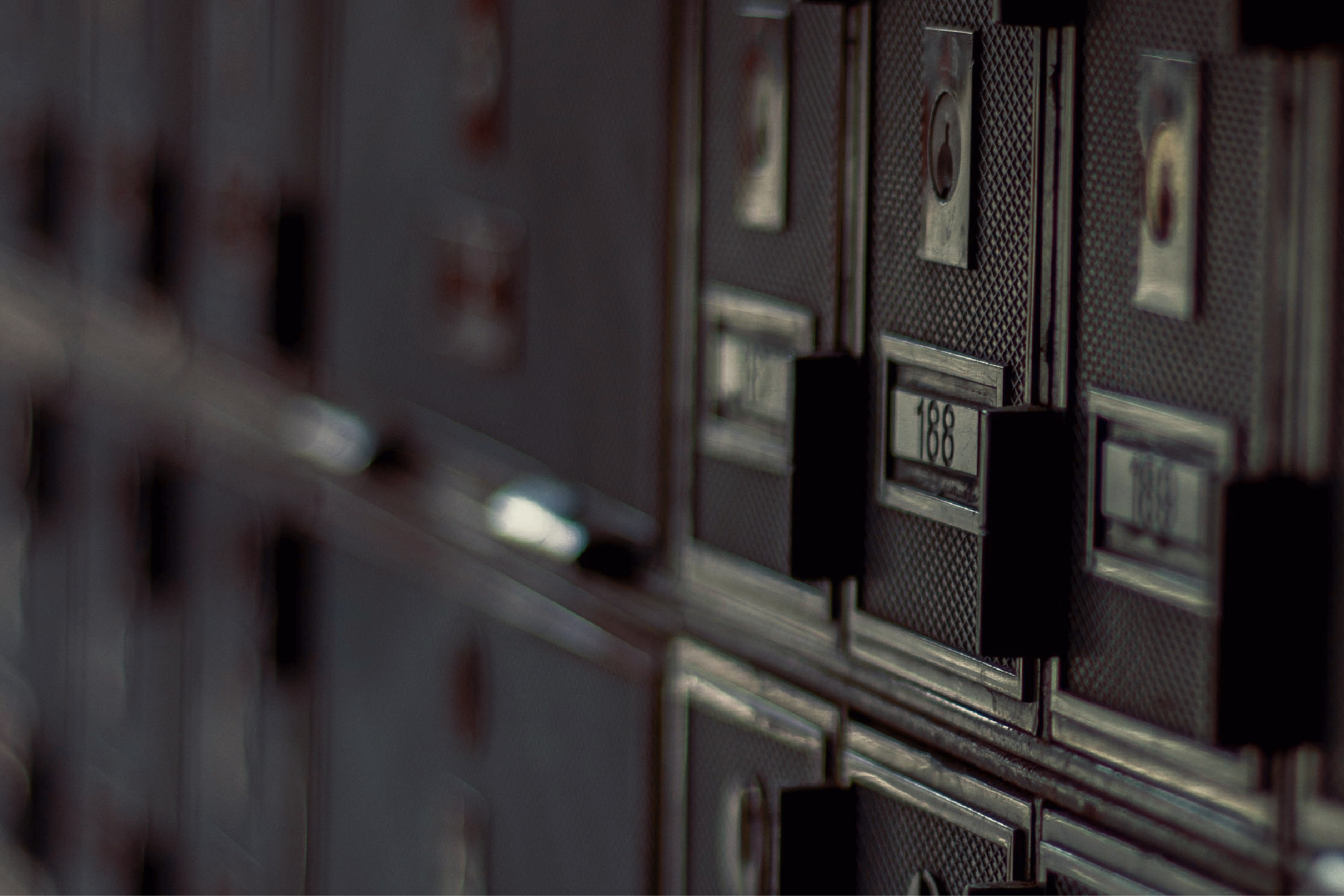Rows of secure storage lockers inside a vault room.