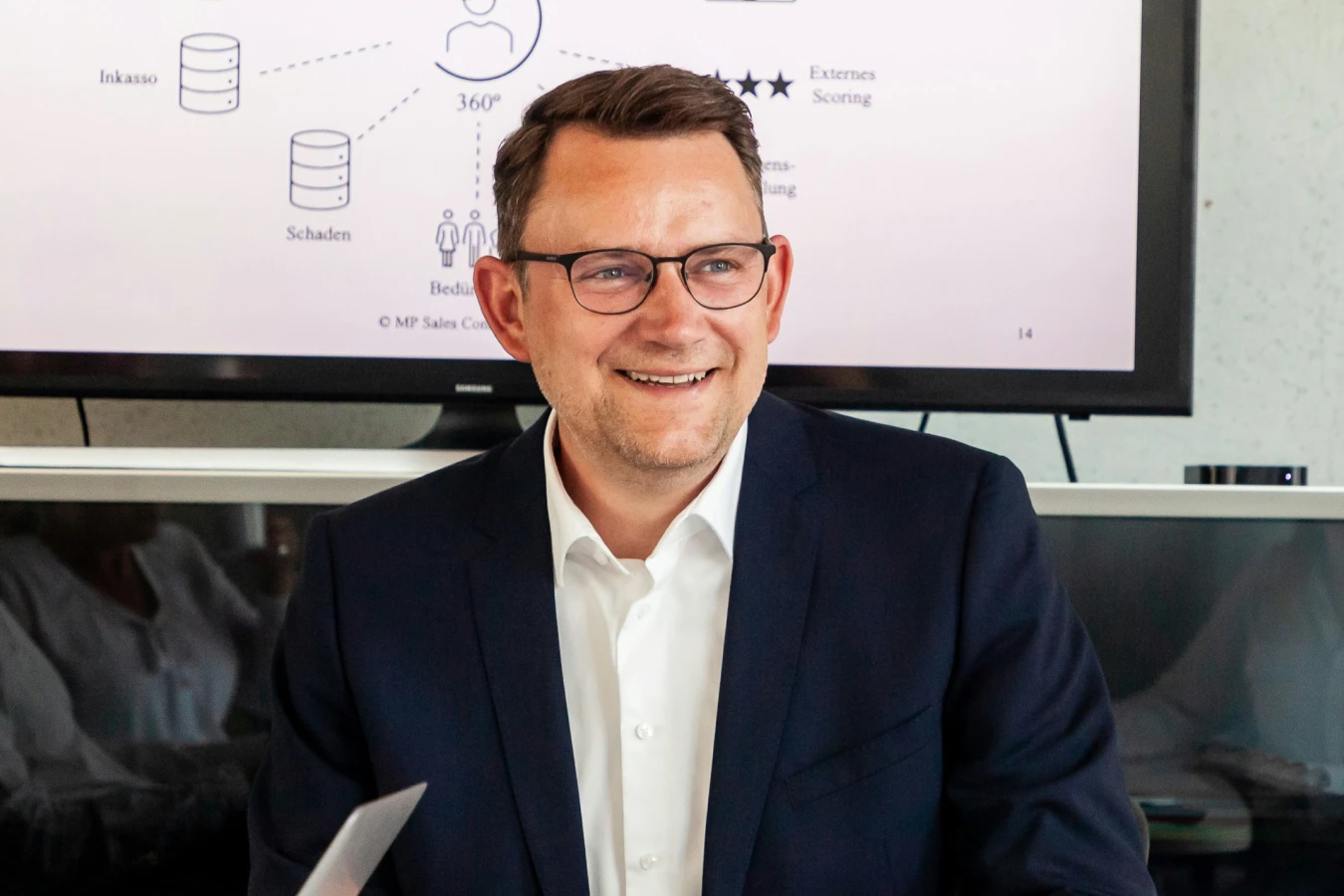 Business professional speaking on a video call