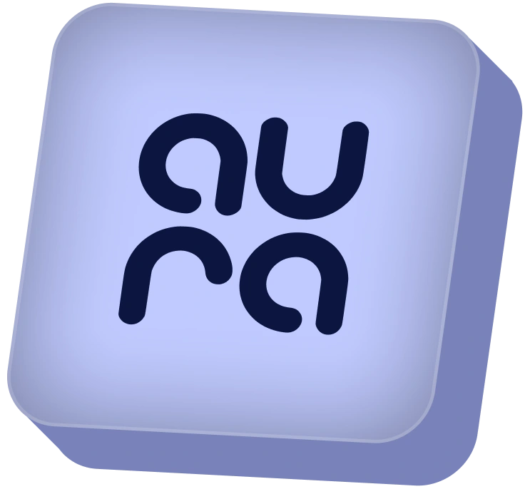 3D Aura logo cube, the core banking engine behind every module