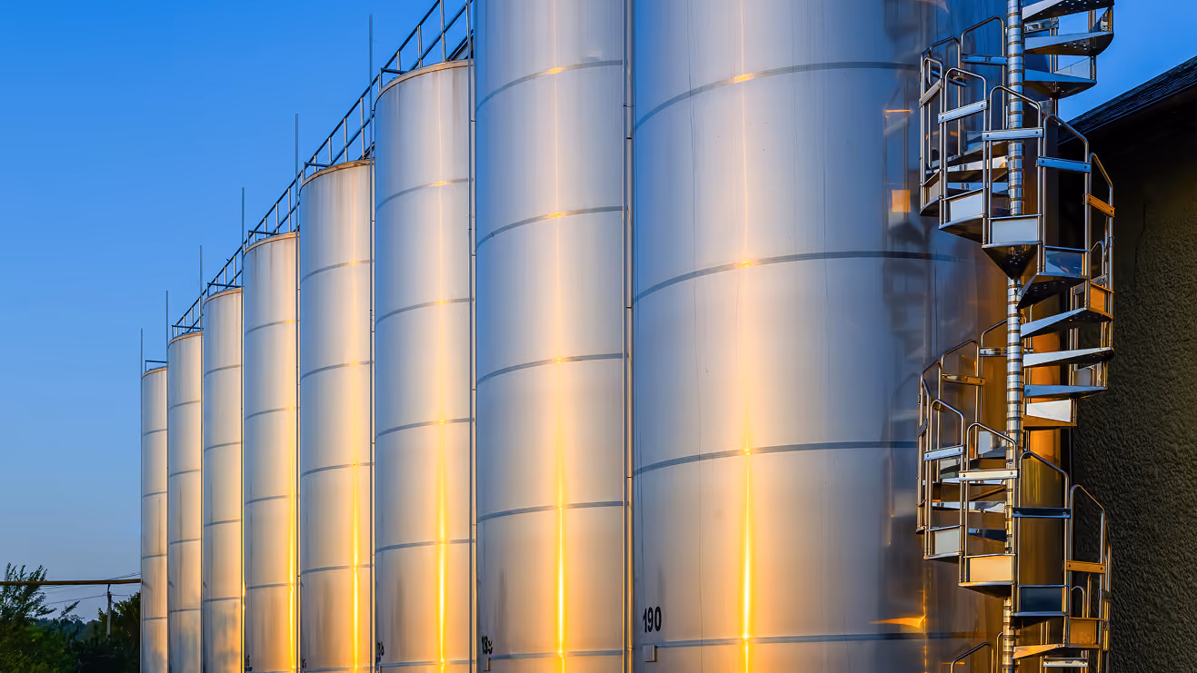 Close-up of metallic barrels