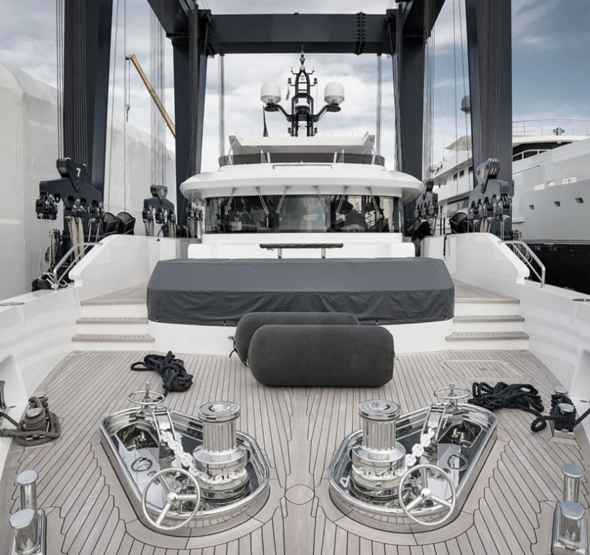 Yacht deck overlooking the ocean