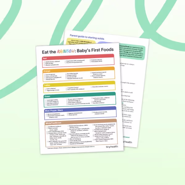 Tiny Health's free Eat the Rainbow guide to Baby's First Foods