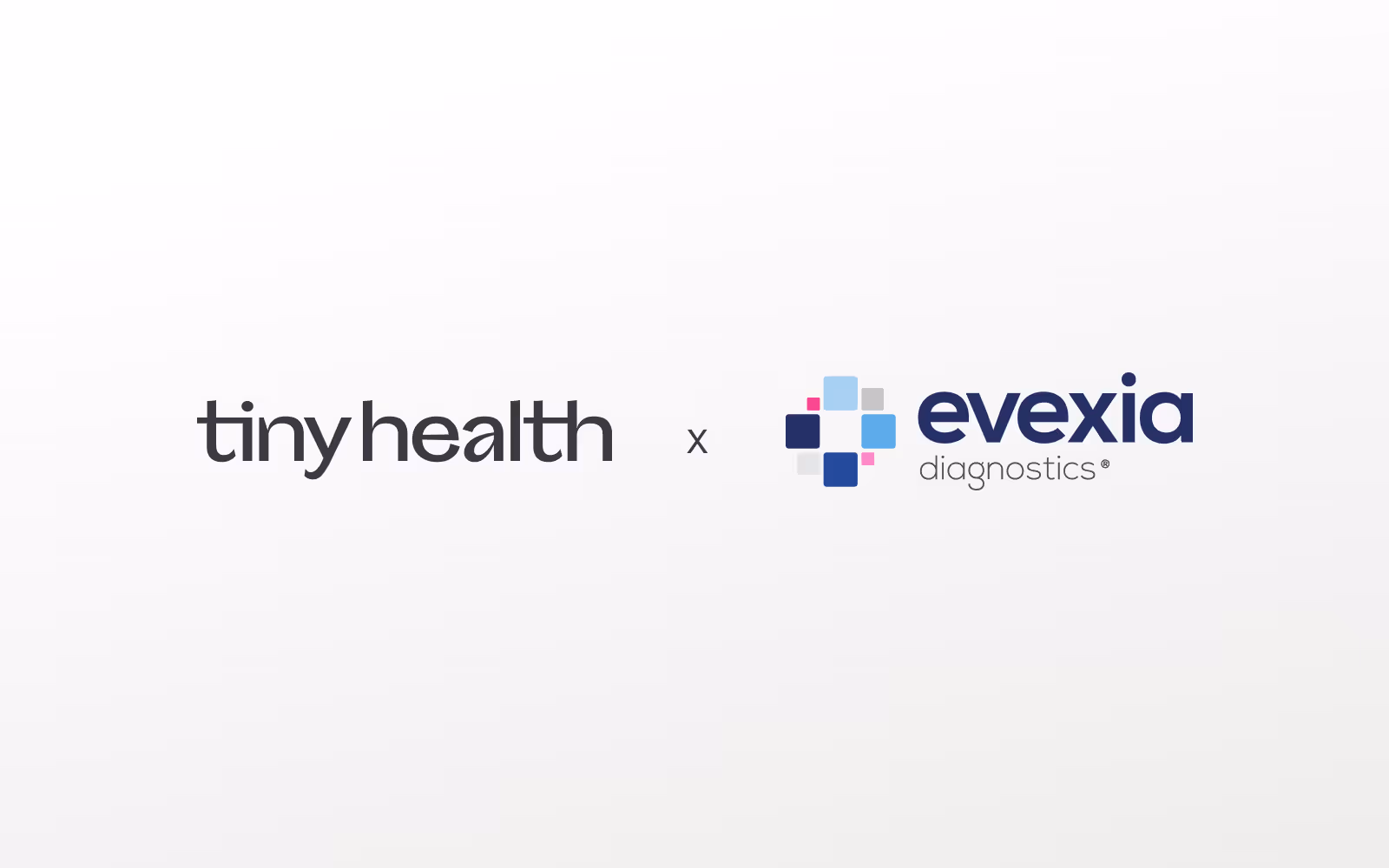 Tiny Health x Evexia Diagnostics logos on a light grey background